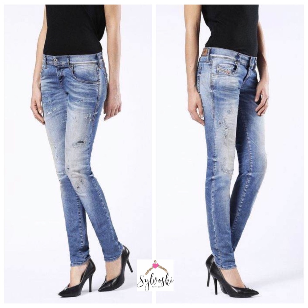 🔥 Diesel GRUPEE Light Blue Skinny Jeans Women - Picture 2 of 8